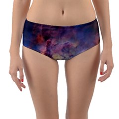 Lagoon Nebula Interstellar Cloud Pastel Pink, Turquoise And Yellow Stars Reversible Mid-waist Bikini Bottoms