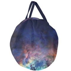 Lagoon Nebula Interstellar Cloud Pastel Pink, Turquoise And Yellow Stars Giant Round Zipper Tote by genx