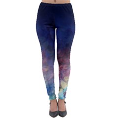 Lagoon Nebula Interstellar Cloud Pastel Pink, Turquoise And Yellow Stars Lightweight Velour Leggings