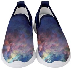 Lagoon Nebula Interstellar Cloud Pastel Pink, Turquoise And Yellow Stars Kids  Slip On Sneakers by genx