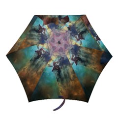 Lagoon Nebula Interstellar Cloud Pastel Pink, Turquoise And Yellow Stars Mini Folding Umbrellas by genx