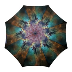 Lagoon Nebula Interstellar Cloud Pastel Pink, Turquoise And Yellow Stars Golf Umbrellas by genx