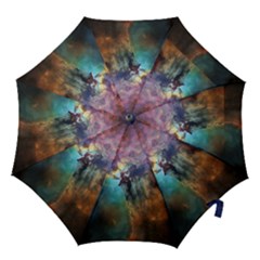 Lagoon Nebula Interstellar Cloud Pastel Pink, Turquoise And Yellow Stars Hook Handle Umbrellas (medium) by genx