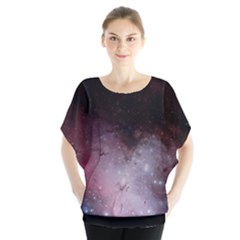 Eagle Nebula Wine Pink And Purple Pastel Stars Astronomy Batwing Chiffon Blouse