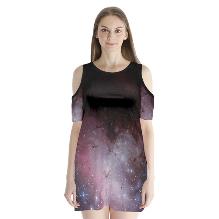 Eagle Nebula Wine Pink and Purple pastel Stars Astronomy Shoulder Cutout Velvet One Piece