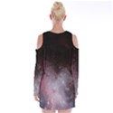 Eagle Nebula Wine Pink and Purple pastel Stars Astronomy Velvet Long Sleeve Shoulder Cutout Dress View2