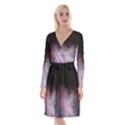 Eagle Nebula Wine Pink and Purple pastel Stars Astronomy Long Sleeve Velvet Front Wrap Dress View1