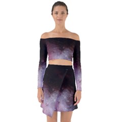 Eagle Nebula Wine Pink And Purple Pastel Stars Astronomy Off Shoulder Top With Skirt Set