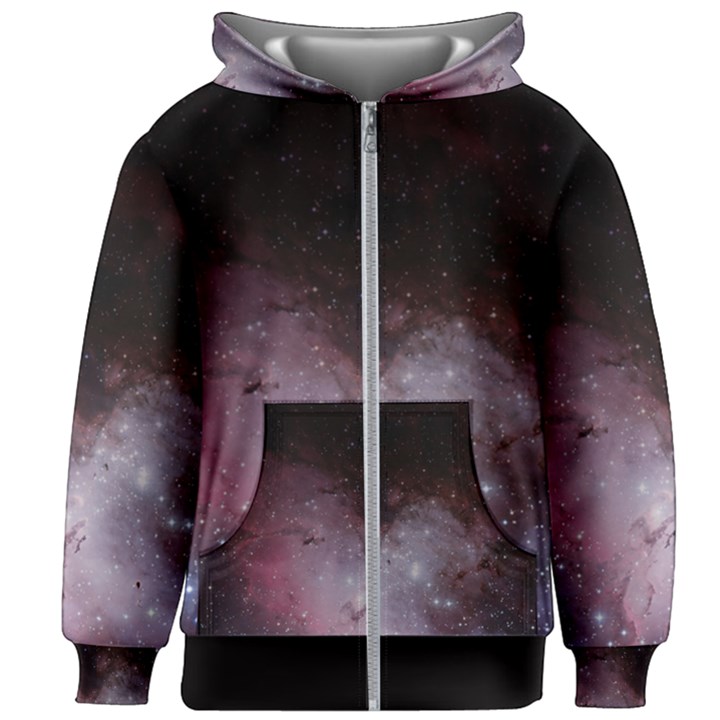 Eagle Nebula Wine Pink and Purple pastel Stars Astronomy Kids Zipper Hoodie Without Drawstring