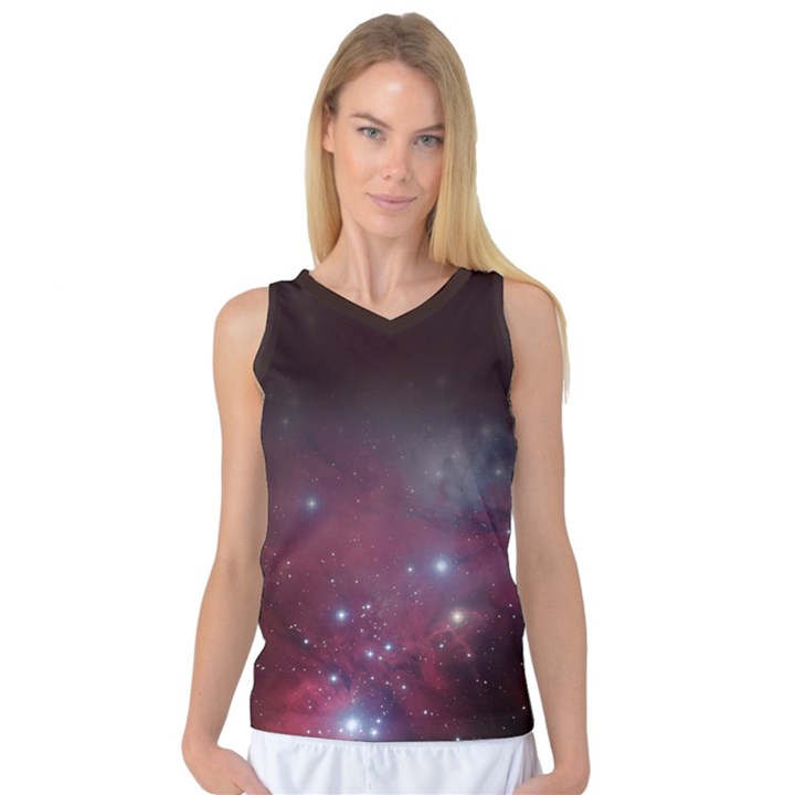 Christmas Tree cluster red stars nebula constellation Astronomy Women s Basketball Tank Top