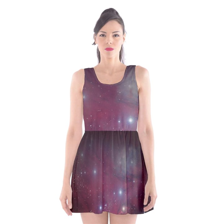 Christmas Tree cluster red stars nebula constellation Astronomy Scoop Neck Skater Dress