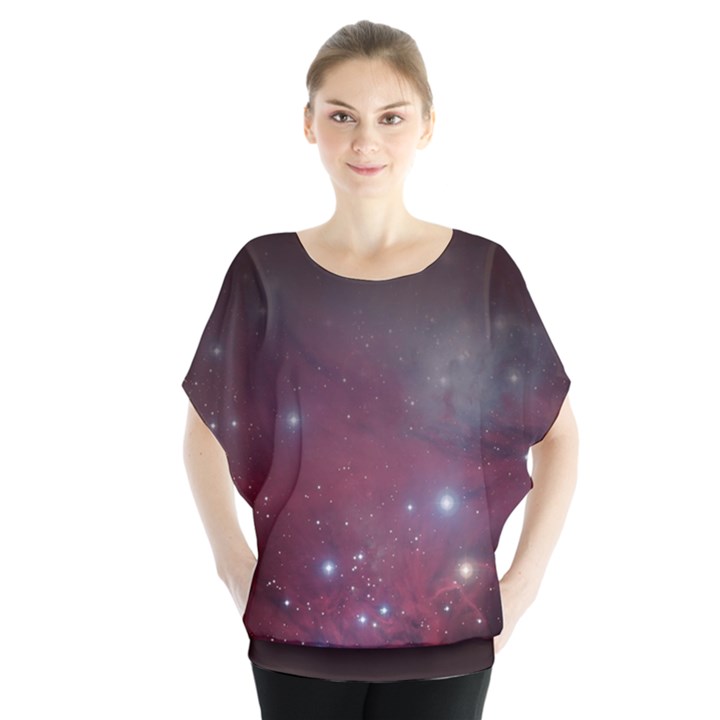 Christmas Tree cluster red stars nebula constellation Astronomy Batwing Chiffon Blouse