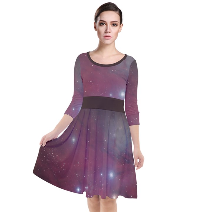 Christmas Tree cluster red stars nebula constellation Astronomy Quarter Sleeve Waist Band Dress