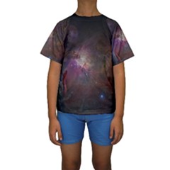 Orion Nebula Star Formation Orange Pink Brown Pastel Constellation Astronomy Kids  Short Sleeve Swimwear by genx