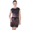 Orion Nebula star formation orange pink brown pastel constellation Astronomy Drawstring Hooded Dress View1