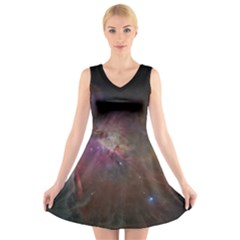 Orion Nebula Star Formation Orange Pink Brown Pastel Constellation Astronomy V-neck Sleeveless Dress by genx