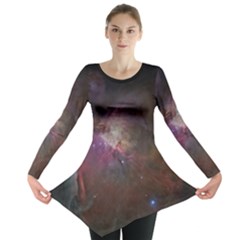 Orion Nebula Star Formation Orange Pink Brown Pastel Constellation Astronomy Long Sleeve Tunic  by genx