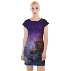 Carina Nebula Ngc 3372 The Grand Nebula Pink Purple And Blue With Shiny Stars Astronomy Cap Sleeve Bodycon Dress by genx