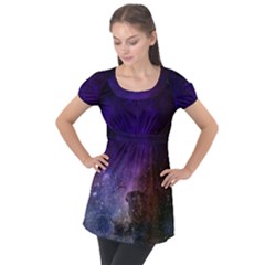 Carina Nebula Ngc 3372 The Grand Nebula Pink Purple And Blue With Shiny Stars Astronomy Puff Sleeve Tunic Top by genx