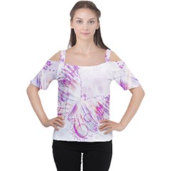 Colorful Butterfly Purple Cutout Shoulder Tee