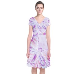 Colorful Butterfly Purple Short Sleeve Front Wrap Dress by Mariart