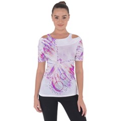 Colorful Butterfly Purple Shoulder Cut Out Short Sleeve Top by Mariart