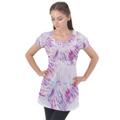 Colorful Butterfly Purple Puff Sleeve Tunic Top by Mariart