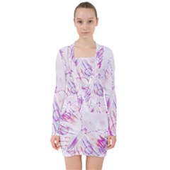 Colorful Butterfly Purple V-neck Bodycon Long Sleeve Dress by Mariart