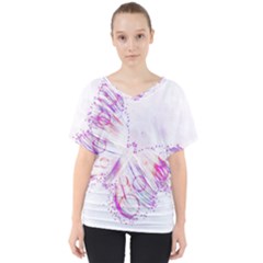 Colorful Butterfly Purple V-neck Dolman Drape Top by Mariart