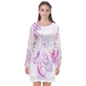 Colorful Butterfly Purple Long Sleeve Chiffon Shift Dress  View1