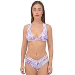 Colorful Butterfly Purple Double Strap Halter Bikini Set by Mariart