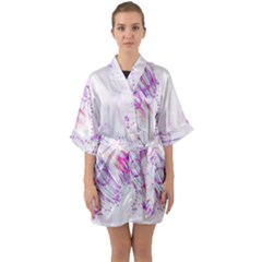 Colorful Butterfly Purple Quarter Sleeve Kimono Robe by Mariart