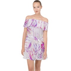 Colorful Butterfly Purple Off Shoulder Chiffon Dress