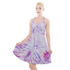 Colorful Butterfly Purple Halter Party Swing Dress  by Mariart