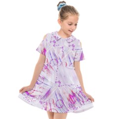 Colorful Butterfly Purple Kids  Short Sleeve Shirt Dress by Mariart