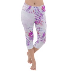 Colorful Butterfly Purple Lightweight Velour Capri Yoga Leggings by Mariart