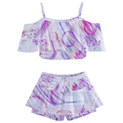 Colorful Butterfly Purple Kids  Off Shoulder Skirt Bikini by Mariart