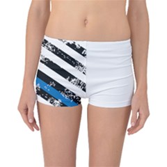 Usa Flag The Thin Blue Line I Back The Blue Usa Flag Grunge On White Background Boyleg Bikini Bottoms by snek