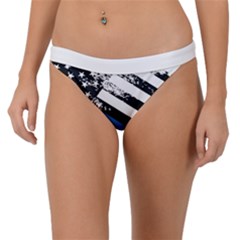 Usa Flag The Thin Blue Line I Back The Blue Usa Flag Grunge On White Background Band Bikini Bottom by snek