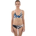 USA Flag The thin blue line I back the blue USA Flag Grunge on white background Wrap Around Bikini Set View1