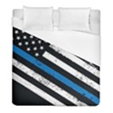 USA Flag The thin blue line I back the blue USA Flag Grunge on black background Duvet Cover (Full/ Double Size) View1