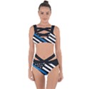 USA Flag The thin blue line I back the blue USA Flag Grunge on black background Bandaged Up Bikini Set  View1