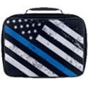 USA Flag The thin blue line I back the blue USA Flag Grunge on black background Full Print Lunch Bag View2