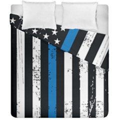 I Back The Blue The Thin Blue Line With Grunge Us Flag Duvet Cover Double Side (california King Size) by snek