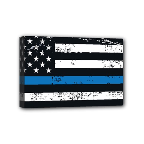 I Back The Blue The Thin Blue Line With Grunge Us Flag Mini Canvas 6  X 4  (stretched) by snek