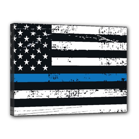 I Back The Blue The Thin Blue Line With Grunge Us Flag Canvas 16  X 12  (stretched) by snek