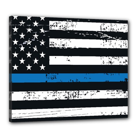 I Back The Blue The Thin Blue Line With Grunge Us Flag Canvas 24  X 20  (stretched) by snek