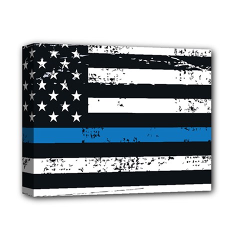 I Back The Blue The Thin Blue Line With Grunge Us Flag Deluxe Canvas 14  X 11  (stretched) by snek