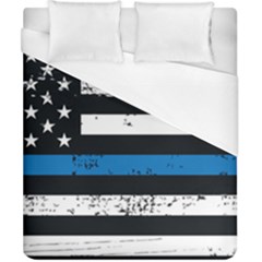 I Back The Blue The Thin Blue Line With Grunge Us Flag Duvet Cover (california King Size) by snek