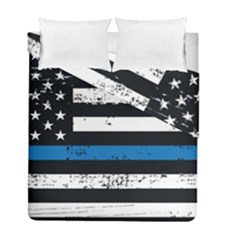 I Back The Blue The Thin Blue Line With Grunge Us Flag Duvet Cover Double Side (full/ Double Size) by snek